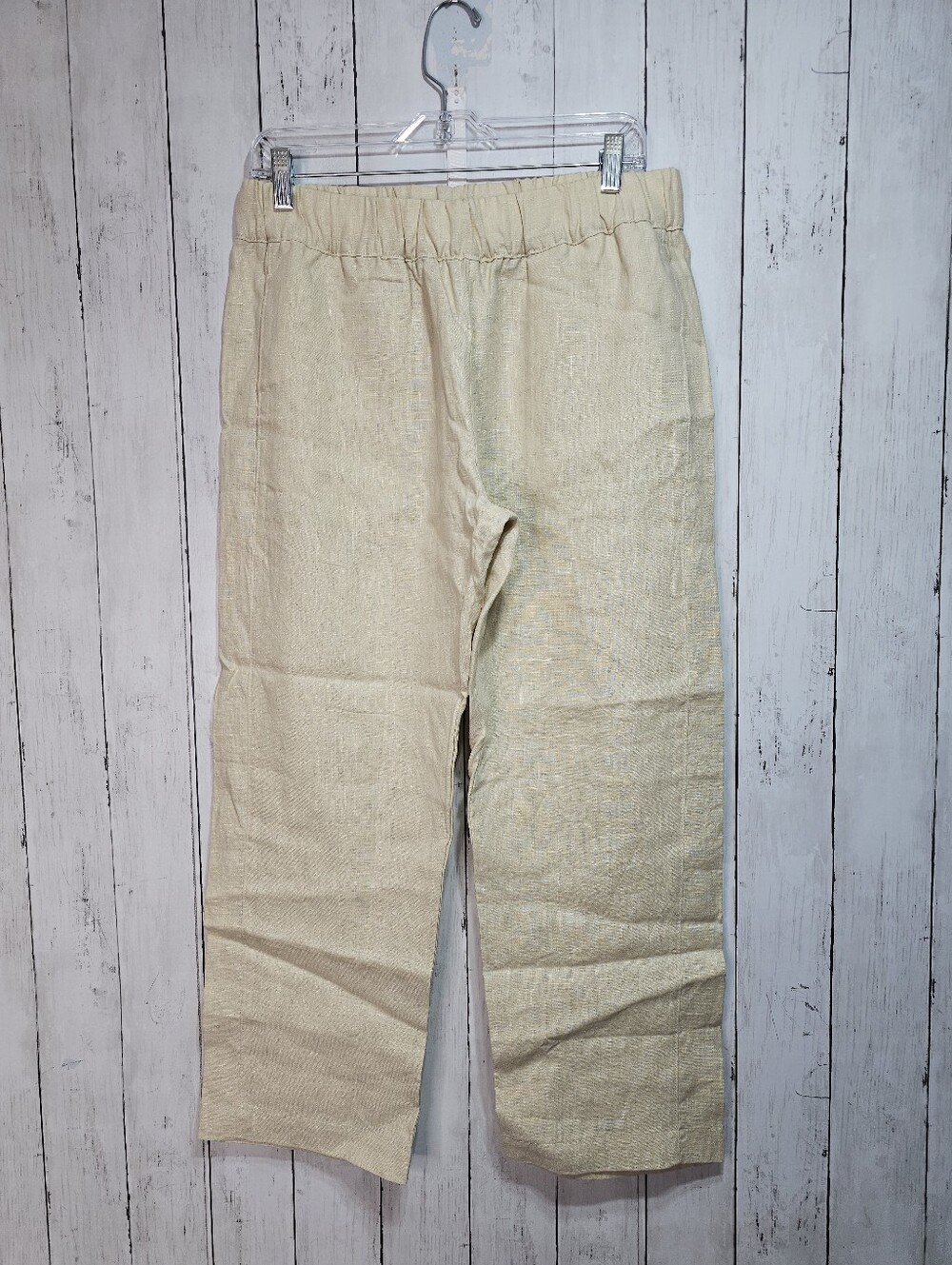 NWOT American Giant Women's Beige Linen Pants Straight Leg Pockets Size Medium.